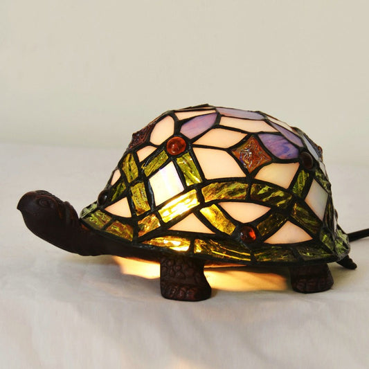 Turtle Night Lighting Mittelmeer-Kunstglas-Tischlampe mit 1 Kopf, grün, für Schlafzimmer