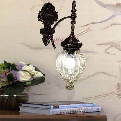 Globe/Oval Crackle Glass Wall Lamp Vintage 1 Light Dining Room Sconce Light Fixture in Bronze Bronze B Clearhalo 'Wall Lamps & Sconces' 'Wall Lights' Lighting' O1CN01IOL86T23SqRTs0CvN__2207834817255-0-cib