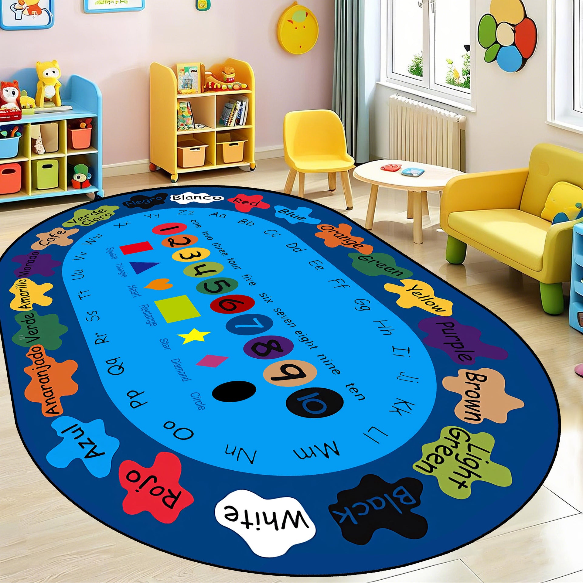 Multicolor Kids Room Rug Cartoon Alphabet Letters and Numbers Carpet Polyester Pet Friendly Rug Clearhalo 'Area Rug' 'Rug' O1CN01IQp0iJ1X1IzZg3Jhz__2216764722863-0-cib
