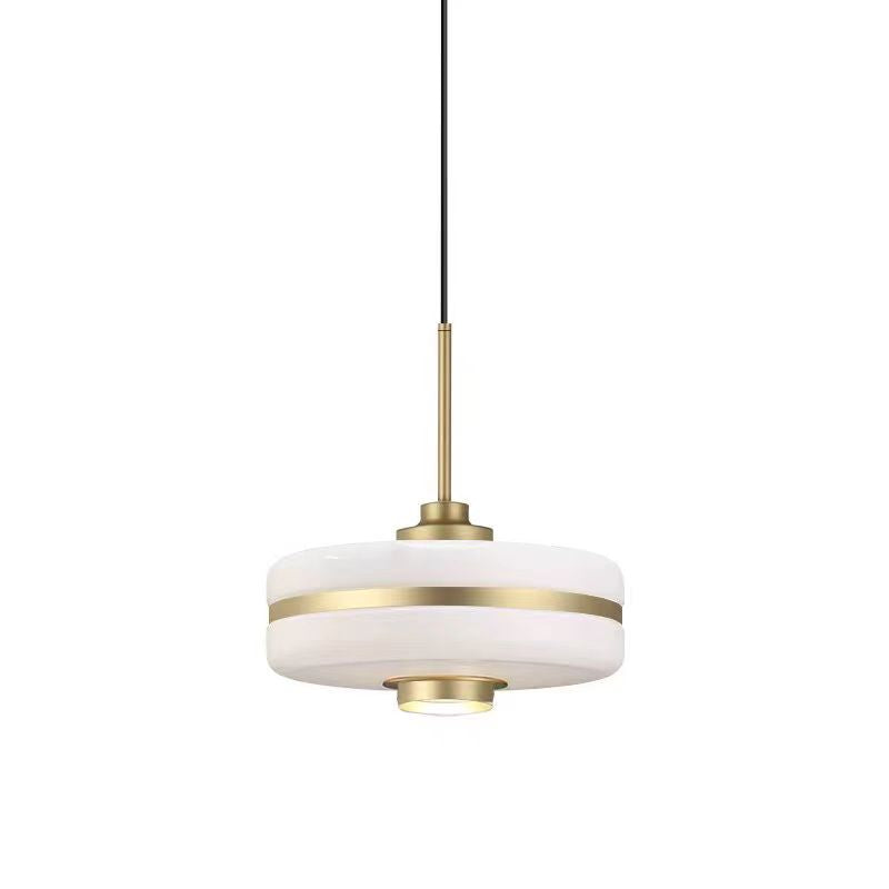 Drum Pendant Light Fixture Postmodern White Glass 1 Light Bedroom Hanging Ceiling Light Clearhalo 'Ceiling Lights' 'Glass shade' 'Glass' 'Modern Pendants' 'Modern' 'Pendant Lights' 'Pendants' Lighting' O1CN01ZQckA11RZIZDltc9C__2213034072125-0-cib
