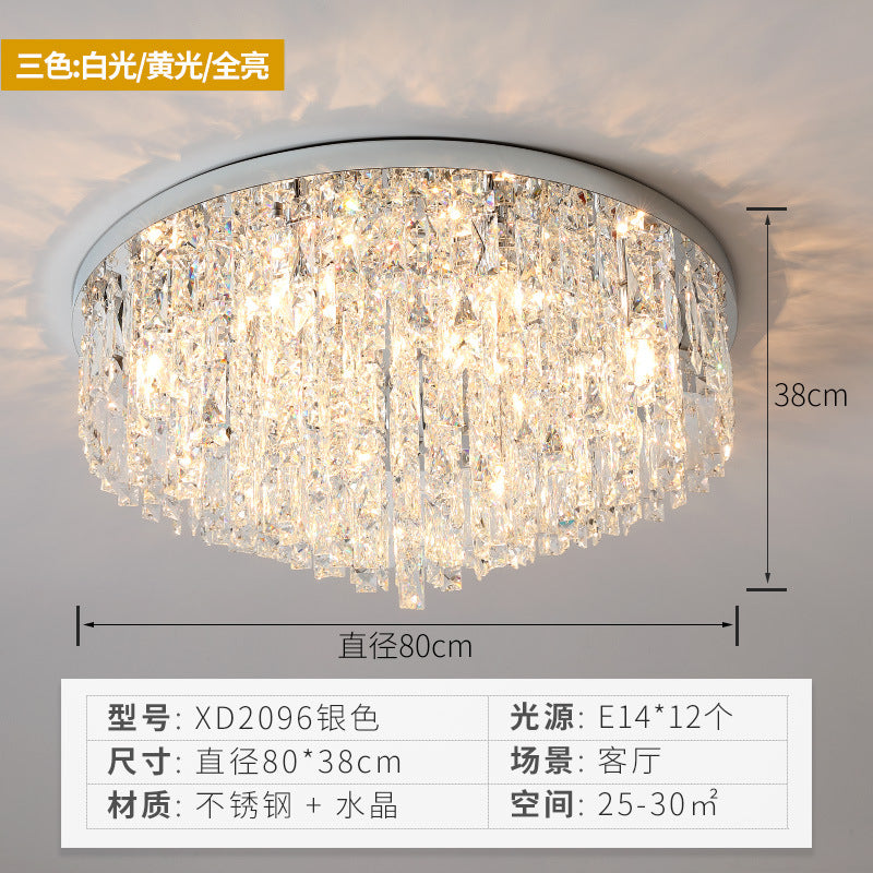 Round Ceiling Light Fixture Modern K9 Crystal Stick Bedroom Flush Mount Lighting Clearhalo 'Ceiling Lights' 'Close To Ceiling Lights' 'Close to ceiling' 'Flush mount' Lighting' O1CN01ruRSMK1yxSbmohEK1__992466645-0-cib