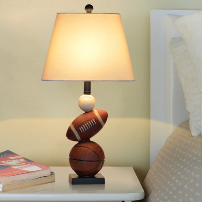 Sport Balls Bedroom Nightstand Lamp Resin Single-Bulb Kids Table Light with Empire Shade in White White Clearhalo 'Lamps' 'Table Lamps' Lighting' O1CN01yDvM2O21hqA4Vi0Da__2217946027017-0-cib