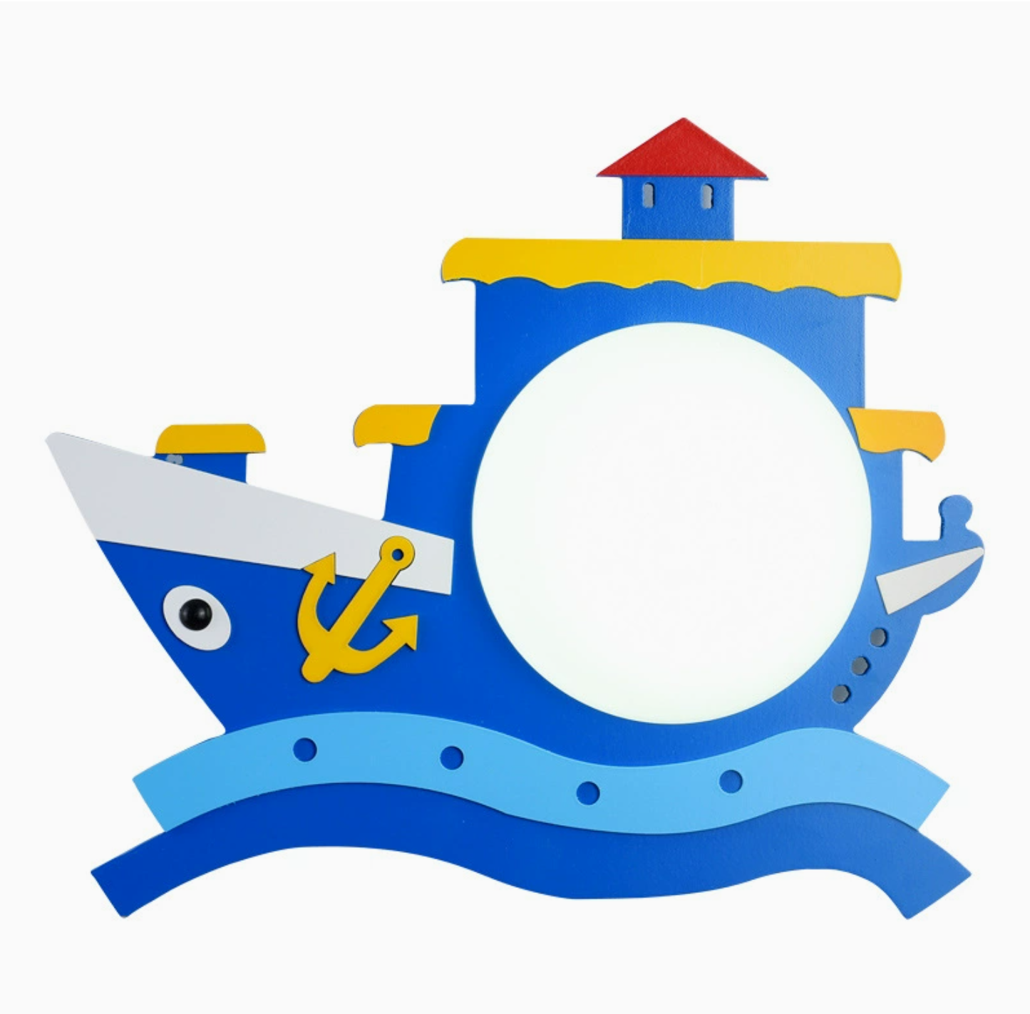 Pirate Ship Wooden Wall Mounted Fixture Kids Pink/Blue LED Wall Sconce Lighting with Round Opal Glass Shade Clearhalo 'Wall Lamps & Sconces' 'Wall Lights' Lighting' ScreenShot_2025-12-25_151145_640