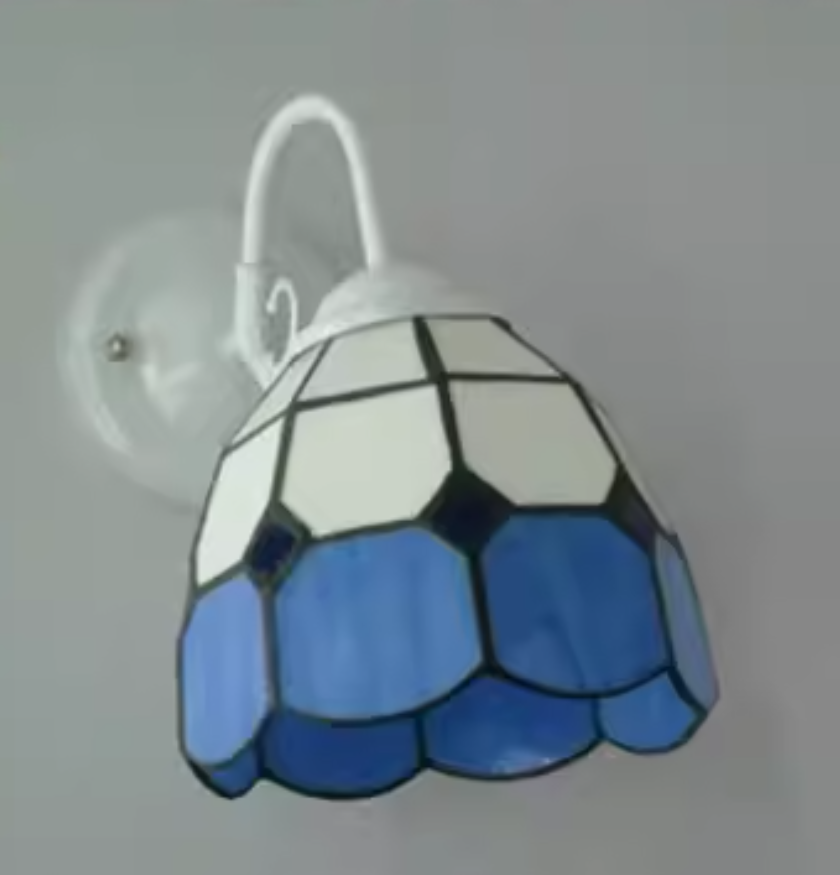 Industrial Vintage Gooseneck Wall Light Stained Glass 1 Light Wall Sconce Lighting in Clear/Blue Clearhalo 'Industrial' 'Middle century wall lights' 'Tiffany wall lights' 'Tiffany' 'Wall Lamps & Sconces' 'Wall Lights' Lighting' ScreenShot_2026-01-06_150015_657