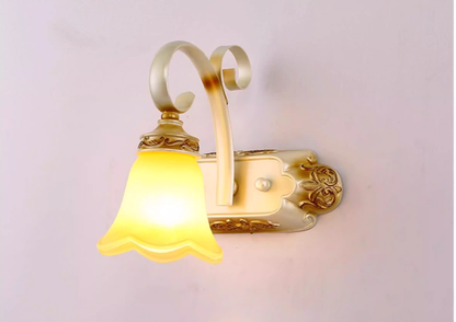 1/2/3-Head Flower Vanity Light Fixture Colonial Style Gold Opal Glass Wall Mounted Lamp for Bathroom 1.0 Gold Clearhalo 'Vanity Lights' 'Wall Lights' Lighting' ScreenShot_2026-01-27_172853_363
