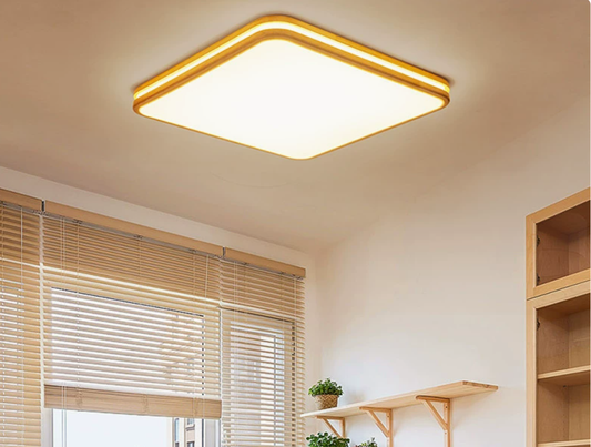 19.5"/25.5"/37.5" W Living Room LED Ceiling Lighting Modern Wood Flush Mount Light with Square/Rectangle Acrylic Shade, Warm/White Light Wood 16" Clearhalo 'Ceiling Lights' 'Close To Ceiling Lights' 'Close to ceiling' 'Flush mount' Lighting' ScreenShot_2026-02-02_181059_755