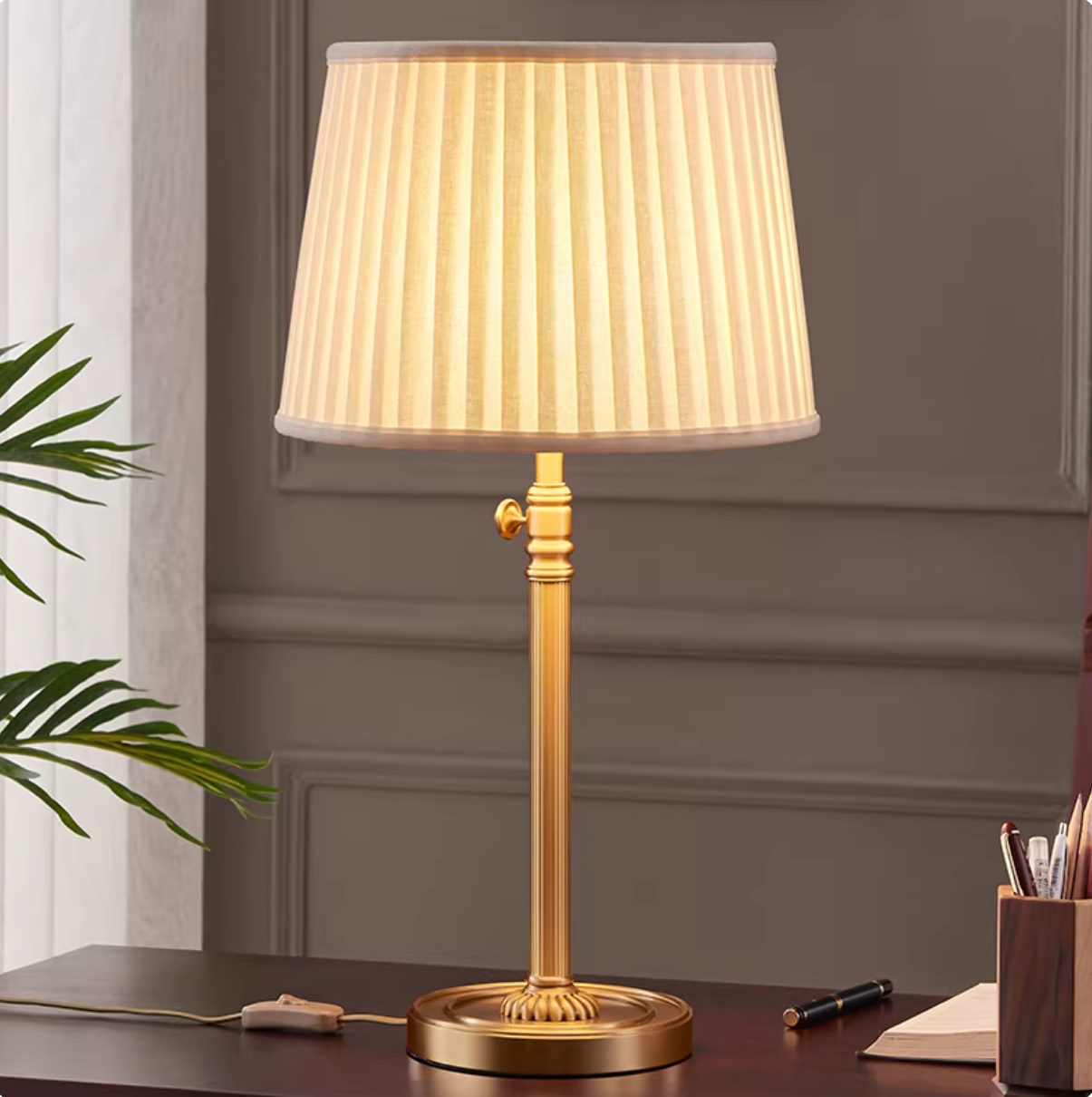 White Empire Shade Table Light Modern 1-Light Pleated Fabric Nightstand Lamp with Height Adjustable Design White B Clearhalo 'Lamps' 'Table Lamps' Lighting' ScreenShot_2026-04-10_121932_514