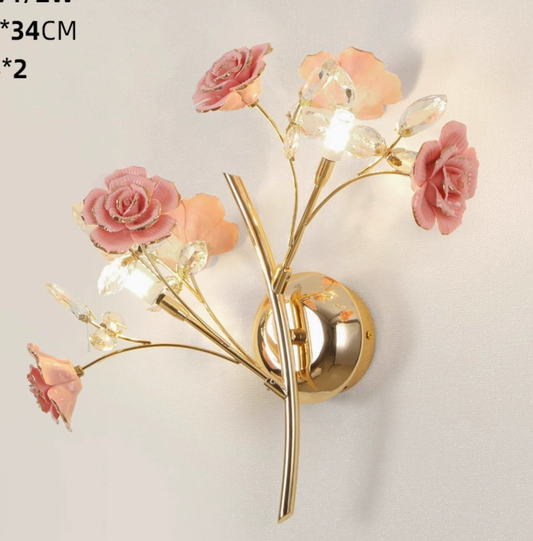Branch Corridor Wall Lighting Contemporary Clear Crystal Raindrops 2 Heads Gold Wall Mount Lamp with Rose Design Clearhalo 'Modern wall lights' 'Modern' 'Wall Lamps & Sconces' 'Wall Lights' Lighting' ScreenShot_2026-04-30_155250_980
