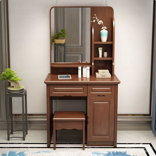 Traditional Make-up Vanity Home Rectangle Dressing Table with Mirror Makeup Vanity & Stools Walnut Clearhalo 'Bedroom Furniture' 'furn' 'furn_makeup_vanities' 'Furniture' 'Makeup Vanities' 'makeup_vanities' ScreenShot_2026-06-23_150909_985_ae6ae7d5-c93a-43e0-b9d1-a63828ba14e9