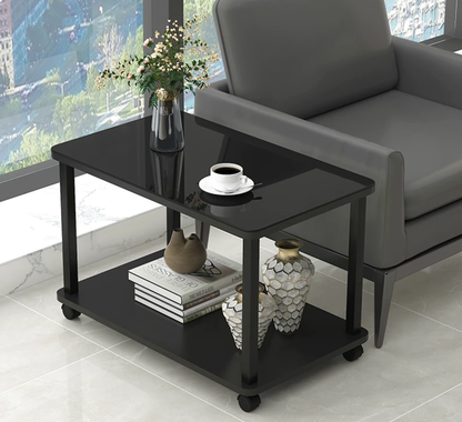 Modern 4 Legs Rectangular Coffee Table with Casters Cocktail Table in Black/White Black Clearhalo 'Coffee & Accent Tables' 'Coffee Tables' 'coffee_tables' 'furn' 'furn_coffee_tables' 'Furniture' 'furniture_coffee_tables' 'Living Room Furniture' ScreenShot_2026-06-23_162923_162