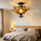 Black Flower Semi Flush Light Traditionalism Amber Glass 3 Lights Living Room Ceiling Lighting Clearhalo 'Ceiling Lights' 'Close To Ceiling Lights' 'Close to ceiling' 'Glass shade' 'Glass' 'Semi-flushmount' Lighting' ScreenShot_2026-06-24_150111_362_44ab1d45-eea6-4ef9-98f1-3a712196d8a9
