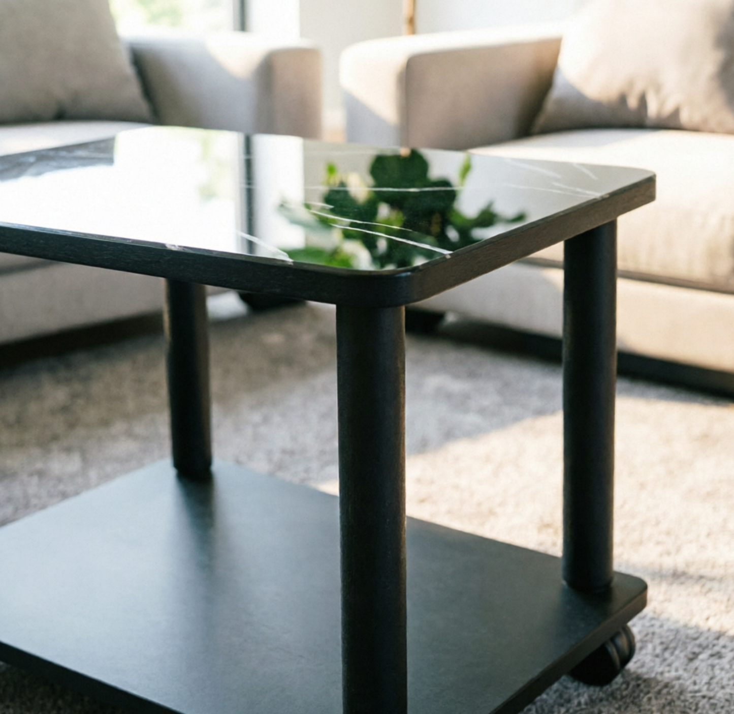 Modern 4 Legs Rectangular Coffee Table with Casters Cocktail Table in Black/White Clearhalo 'Coffee & Accent Tables' 'Coffee Tables' 'coffee_tables' 'furn' 'furn_coffee_tables' 'Furniture' 'furniture_coffee_tables' 'Living Room Furniture' ScreenShot_2026-06-24_171215_107
