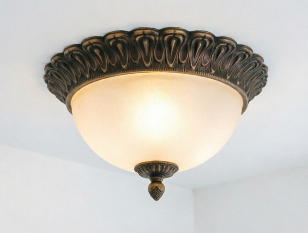 12.5"/15" Wide LED Flush Lamp Vintage Semi-Ball Amber Glass Ceiling Fixture in Brass for Balcony Clearhalo 'Ceiling Lights' 'Close To Ceiling Lights' 'Close to ceiling' 'Flush mount' Lighting' ScreenShot_2026-06-24_173300_384