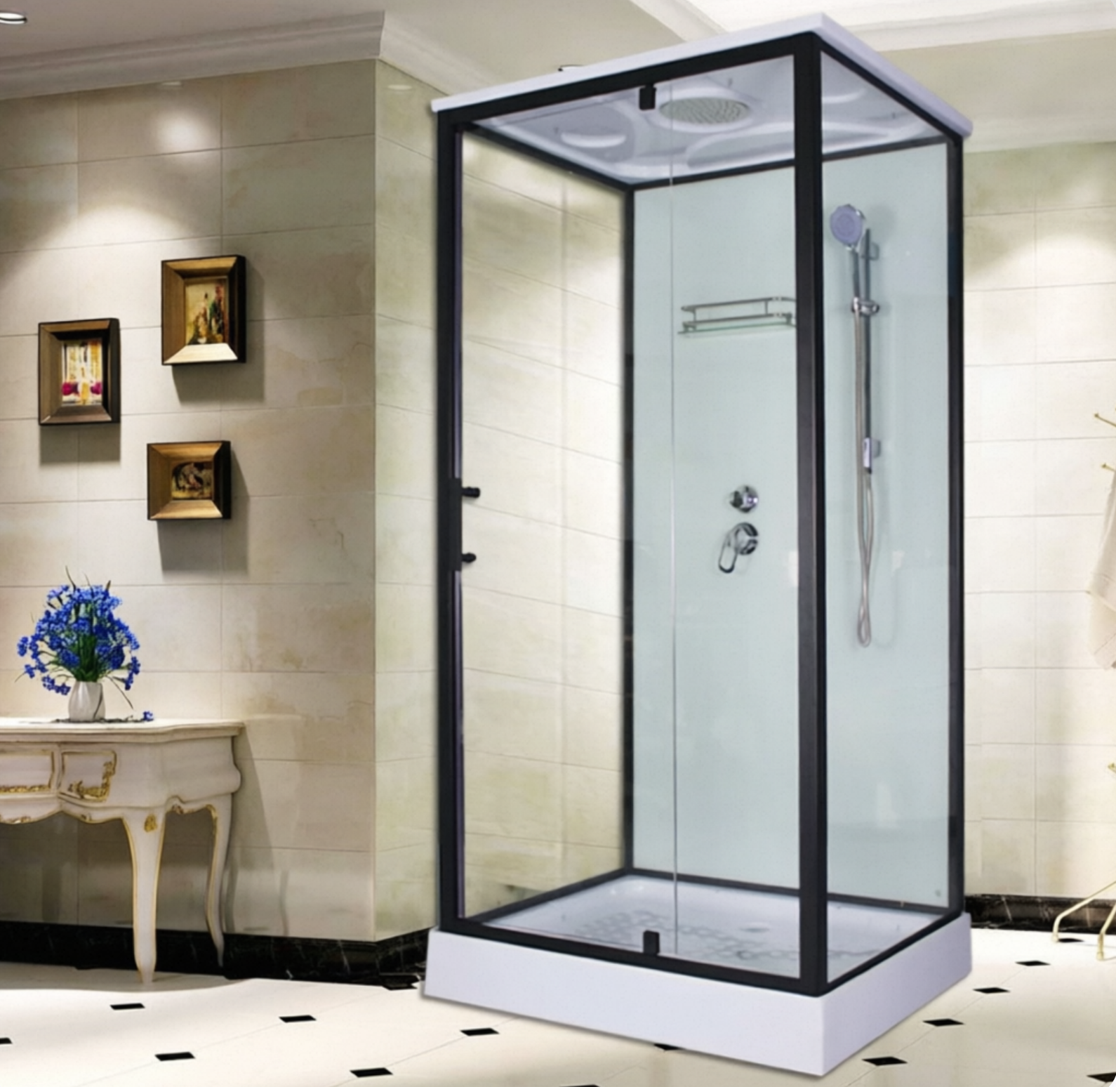 Tempered Glass Shower Stall Home Shower Stall with Towel Bar and Rain Shower 31"L x 47"W x 83"H Pivot Clearhalo 'Bathroom Remodel & Bathroom Fixtures' 'Home Improvement' 'home_improvement' 'home_improvement_shower_stalls_enclosures' 'Shower Stalls & Enclosures' 'shower_stalls_enclosures' 'Showers & Bathtubs' ScreenShot_2026-07-01_171155_633