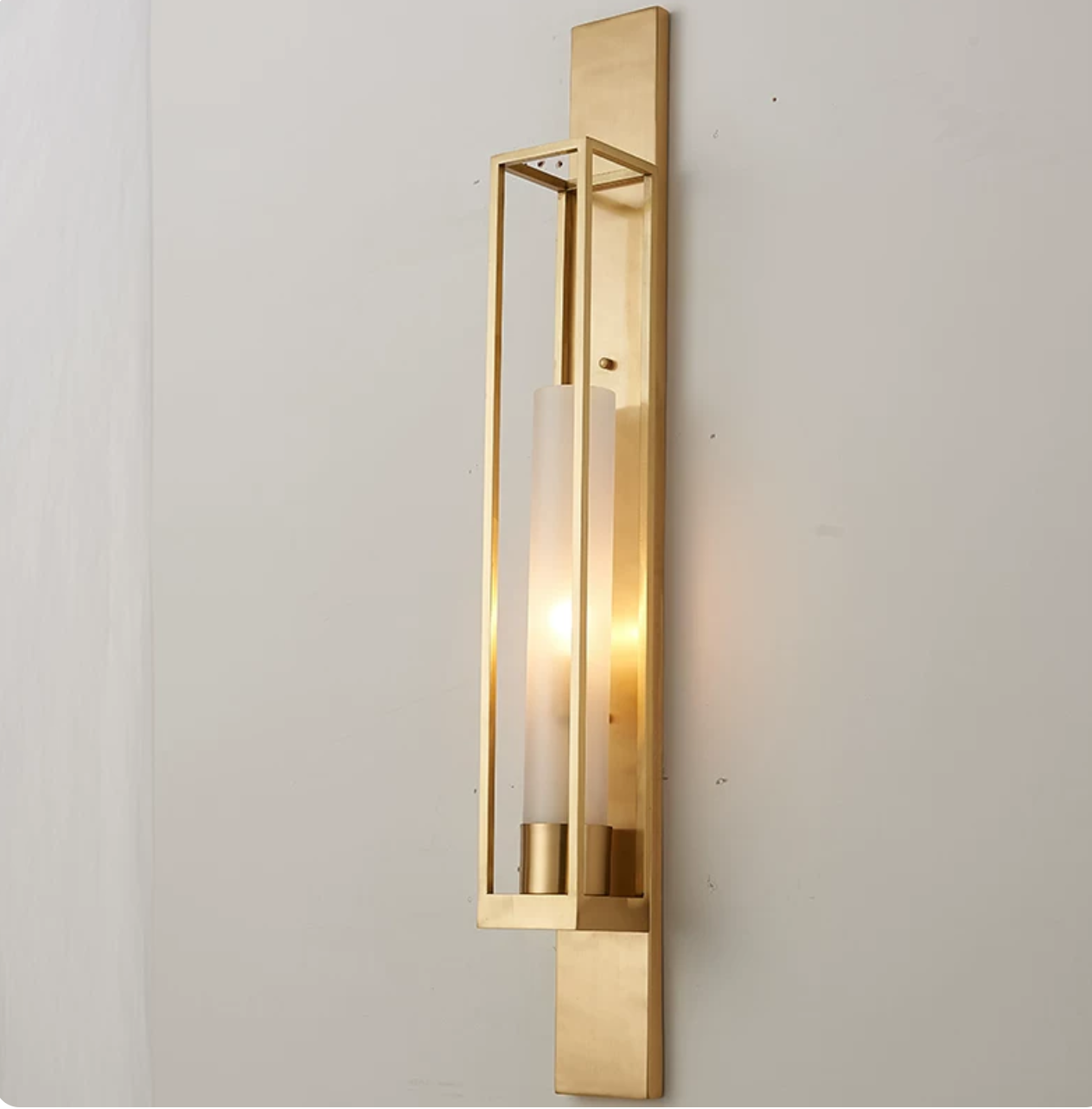 Post Modern Linear Sconce Lighting Metal 1-Head Corner Wall Mount Lamp in Gold with Tube Ribbed Glass Shade Clearhalo 'Cast Iron' 'Glass' 'Industrial' 'Modern wall lights' 'Modern' 'Tiffany' 'Traditional wall lights' 'Wall Lamps & Sconces' 'Wall Lights' Lighting' ScreenShot_2026-07-10_112433_642