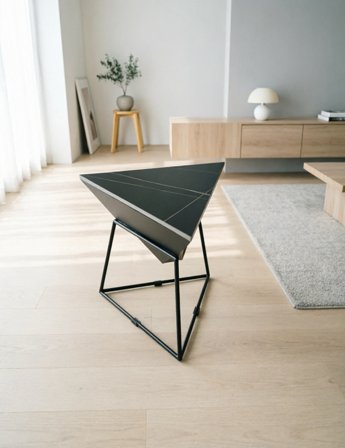 21.6"H Modern Metal Frame Base Solid Color Triangle Coffee Table End Table Black Stone Clearhalo 'Coffee & Accent Tables' 'End & Side Tables' 'end_side_tables' 'furn' 'furn_end_side_tables' 'Furniture' 'Living Room Furniture' ScreenShot_2026-08-06_160534_530