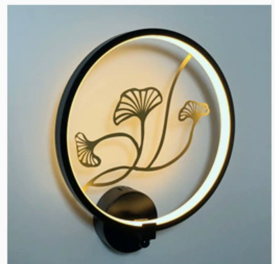Black/White Circular Ginkgo Mural Light Contemporary LED Metallic Wall Lighting Idea for Living Room, Warm/White Light Clearhalo 'Wall Lamps & Sconces' 'Wall Lights' Lighting' ScreenShot_2026-08-11_170018_427