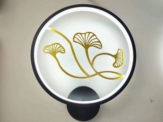 Black/White Circular Ginkgo Mural Light Contemporary LED Metallic Wall Lighting Idea for Living Room, Warm/White Light Clearhalo 'Wall Lamps & Sconces' 'Wall Lights' Lighting' ScreenShot_2026-08-11_170043_432