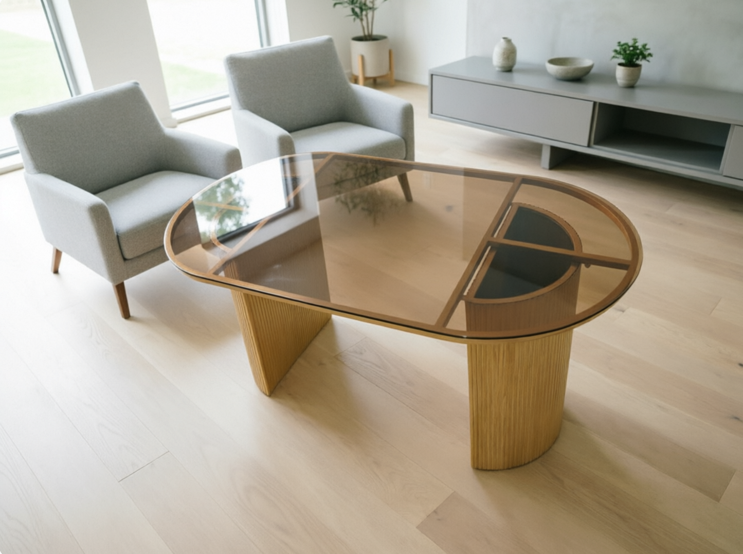 Glass Top Dining Table Modern Oval Dining Table with Double Pedestal Base Clearhalo 'Dining Tables & Seating' 'Dining Tables' 'dining_table' 'furn' 'furn_dining_table' 'Furniture' 'Kitchen & Dining Furniture' ScreenShot_2026-08-17_150133_179
