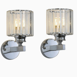 Chrome Cylinder Wall Sconce Modernist 1 Bulb Clear Crystal Wall Lighting with Orbit Drop Clearhalo 'Modern wall lights' 'Modern' 'Wall Lamps & Sconces' 'Wall Lights' Lighting' ScreenShot_2026-08-19_164443_833