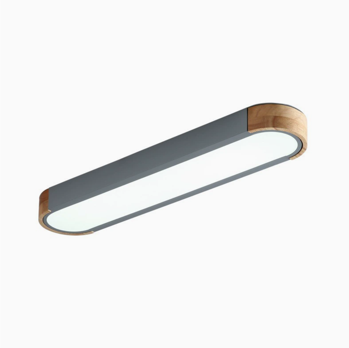 Oblong Corridor Led Surface Mount Ceiling Light Acrylic Minimalist Flush Mount Lamp in Grey and Wood