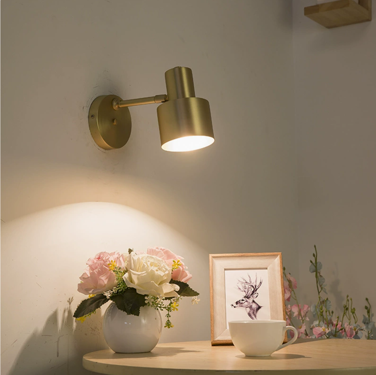 Brushed Brass 1 Head Wall Sconce Light Vintage Retro Metallic Cylinder Shade Wall Lighting for Bedroom Clearhalo 'Art deco wall lights' 'Cast Iron' 'Glass' 'Industrial wall lights' 'Industrial' 'Middle century wall lights' 'Modern' 'Rustic wall lights' 'Tiffany' 'Traditional wall lights' 'Wall Lamps & Sconces' 'Wall Lights' Lighting' ScreenShot_2026-09-28_145214_213