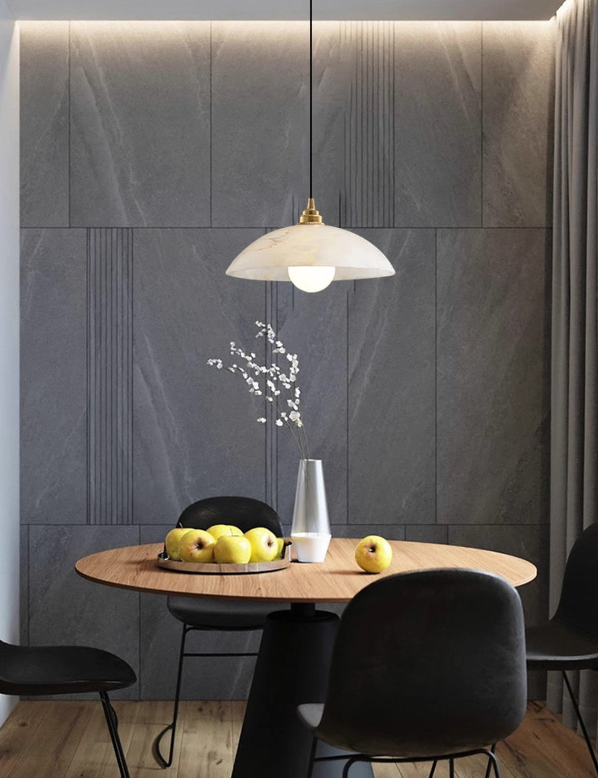 Alabaster Dome Pendant Light with Solid Brass Fitting, 11.8 or 15.7 in – dome pendant over round dining table