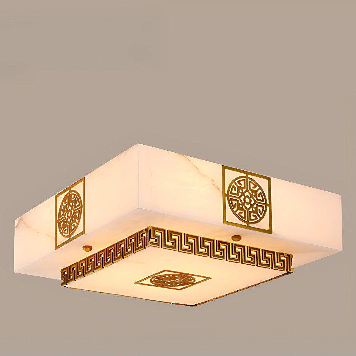 Square Fretwork Alabaster Semi-Flush or Flush Mount Light in Brass, 4 Sizes 23.6 in (60 cm) Flush Mount Semi-Flush Mount Ceiling Light Clearhalo Alabaster Alabaster Lighting Ceiling Lights Lighting Semi-flushmount clearhalo-b5r-1013304208639-X7_bcd09706-822f-4e2d-aa4e-39a1c40ff01b