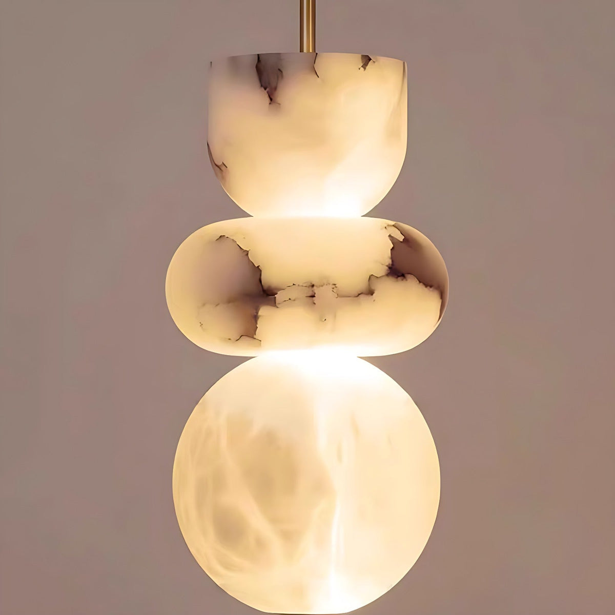 Stacked Alabaster Pendant Light with Brass Stem, Cup, Ring and Sphere Pendant Light Clearhalo Alabaster Alabaster Lighting Lighting Modern Pendants Pendants clearhalo-b5r-1046850265694-O2_555f9b77-5fcf-4a30-8715-b6092e3643fc