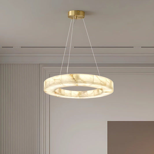 Alabaster Ring Pendant Chandelier with Brass Canopy and Cable Drop Chandelier Clearhalo Alabaster Alabaster Lighting Chandeliers Lighting Modern Chandeliers clearhalo-b5r-771109284532-G2_e599b5cd-ce58-42e5-b00b-9f041c3f23b3