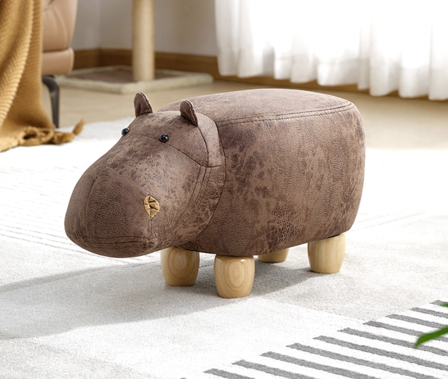 Leather Standard Stool Modern Style Simple Household Hippo Footstool Brown Clearhalo 'furn' 'furn_ottomans_poufs' 'Furniture' 'Living Room Furniture' 'Ottomans & Poufs' 'ottomans_poufs' wechat_2025-11-05_202418_300