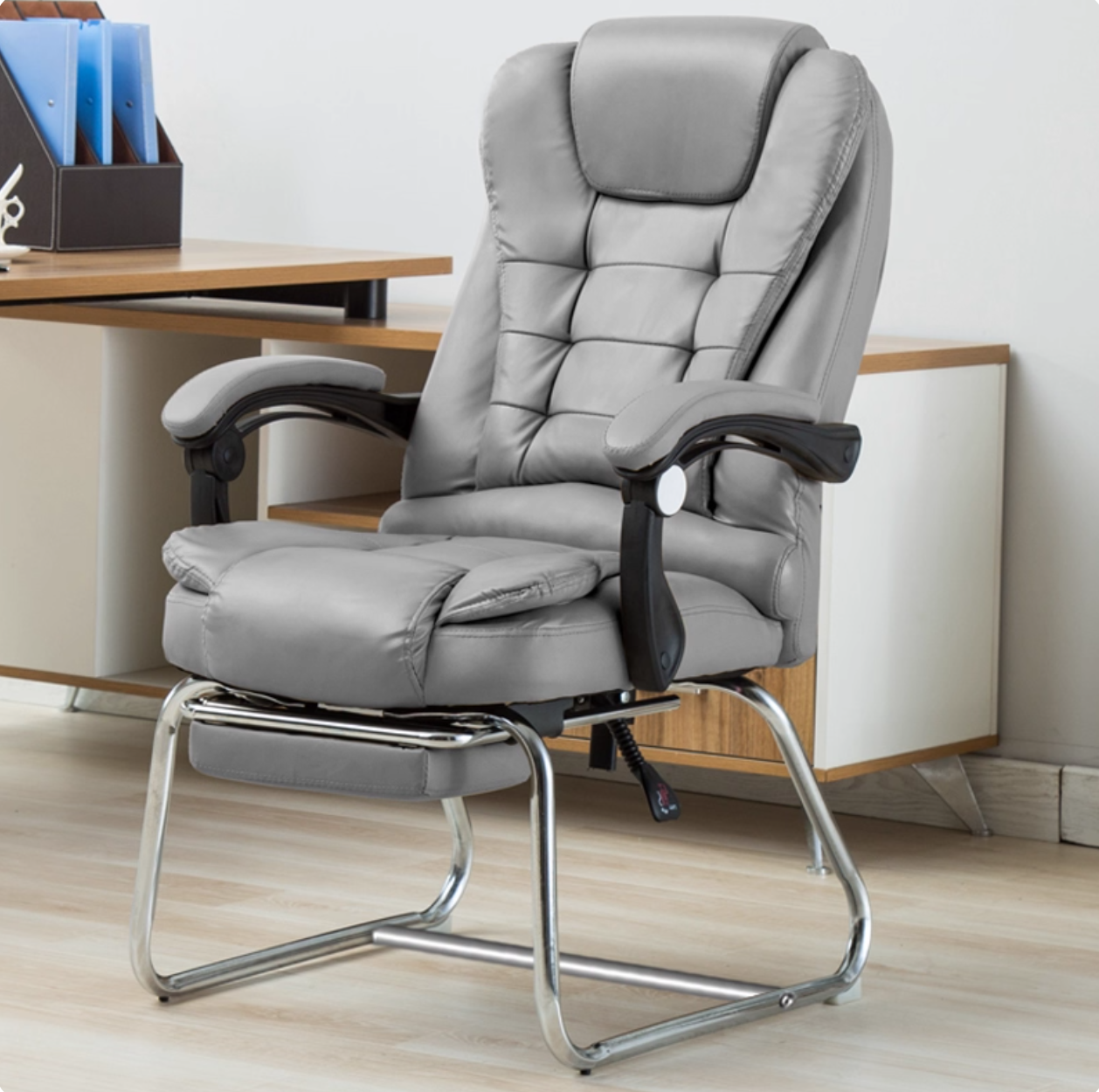 No Wheels Office Chair Modern No Distressing Ergonomic Chair Grey Clearhalo 'furn' 'furn_office_chair' 'Furniture' 'Office Chairs' 'Office Furniture' 'office_chair' wechat_2025-12-04_165522_189_3ae7517e-5e14-4489-80e8-d042bd1fdd5b