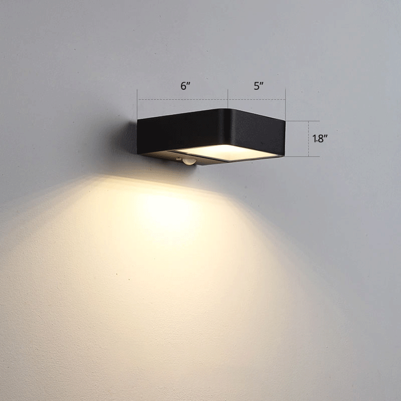 Metal Rectangular Solar Sconce Light Simplicity LED Black Wall Mount Lamp for Patio Black Solar Clearhalo 'Wall Lamps & Sconces' 'Wall Lights' Lighting' 1