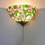 Pink Rose Wall Mount Light with Pull Chain and Green Leaf Pattern 1 Light Stained Glass Tiffany Wall Sconce Light Pink Clearhalo 'Industrial' 'Middle century wall lights' 'Tiffany wall lights' 'Tiffany' 'Wall Lamps & Sconces' 'Wall Lights' Lighting' 100159