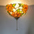 Stained Glass Sunflower Wall Sconce Light with Pull Chain Loft Retro 1 Head Wall Light in Orange and Green Orange-Green Clearhalo 'Industrial' 'Middle century wall lights' 'Tiffany wall lights' 'Tiffany' 'Wall Lamps & Sconces' 'Wall Lights' Lighting' 100162
