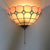 Pink and White Bowl Wall Mount Light Stained Glass 1 Bulb Tiffany Wall Sconce Light with Pull Chain Pink-White Clearhalo 'Industrial' 'Middle century wall lights' 'Tiffany wall lights' 'Tiffany' 'Wall Lamps & Sconces' 'Wall Lights' Lighting' 100165