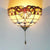Hemisphere Light Fixture Rustic Stained Glass 1 Head Wall Mount Light with Pull Chain for Bedside Tan Clearhalo 'Industrial' 'Middle century wall lights' 'Tiffany wall lights' 'Tiffany' 'Wall Lamps & Sconces' 'Wall Lights' Lighting' 100168