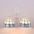 Nautical Dome Wall Sconce Light Stained Glass 2 Lights Wall Lighting in White for Bedroom Blue Clearhalo 'Industrial' 'Middle century wall lights' 'Tiffany wall lights' 'Tiffany' 'Wall Lamps & Sconces' 'Wall Lights' Lighting' 100199