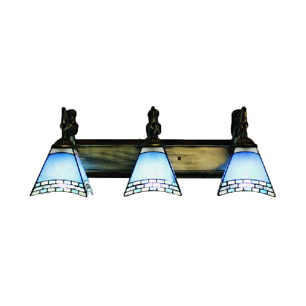 Mediterranean Trapezoid Wall Light Fixture 3 Heads Stained Glass Sconce Light for Living Room Clearhalo 'Industrial' 'Middle century wall lights' 'Tiffany wall lights' 'Tiffany' 'Wall Lamps & Sconces' 'Wall Lights' Lighting' 100296