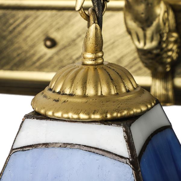 Mediterranean Trapezoid Wall Light Fixture 3 Heads Stained Glass Sconce Light for Living Room Clearhalo 'Industrial' 'Middle century wall lights' 'Tiffany wall lights' 'Tiffany' 'Wall Lamps & Sconces' 'Wall Lights' Lighting' 100301