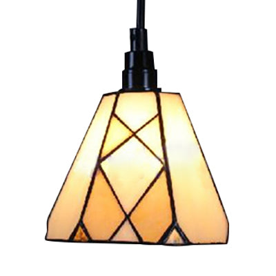 Conical Hanging Light Fixture Tiffany Cut Glass 1 Light White Down Mini Pendant for Dining Room Clearhalo 'Ceiling Lights' 'Chandeliers' 'Industrial' 'Middle Century Pendants' 'Pendant Lights' 'Pendants' 'Tiffany close to ceiling' 'Tiffany Pendants' 'Tiffany' Lighting' 100315