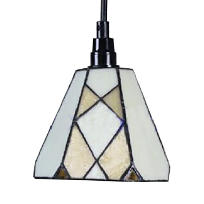 Conical Hanging Light Fixture Tiffany Cut Glass 1 Light White Down Mini Pendant for Dining Room Clearhalo 'Ceiling Lights' 'Chandeliers' 'Industrial' 'Middle Century Pendants' 'Pendant Lights' 'Pendants' 'Tiffany close to ceiling' 'Tiffany Pendants' 'Tiffany' Lighting' 100316