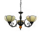 Beige Bowl Hanging Pendant Vintage Stained Glass 3 Lights Decorative Hanging Light for Dining Room Clearhalo 'Ceiling Lights' 'Chandeliers' 'Industrial' 'Middle Century Chandeliers' 'Tiffany Chandeliers' 'Tiffany close to ceiling' 'Tiffany' Lighting' 100358