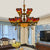 13 Lights Dome-Shaped Hanging Lamp Tiffany Style Stained Glass Dragonfly and Jewel Inverted Chandelier for Living Room Red Clearhalo 'Ceiling Lights' 'Chandeliers' 'Industrial' 'Middle Century Chandeliers' 'Tiffany Chandeliers' 'Tiffany close to ceiling' 'Tiffany' Lighting' 100432