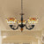 Beige Bowl Shade Chandelier Vintage Stained Glass 3 Lights Inverted Chandelier with Chain for Bedroom Lighting Beige Clearhalo 'Ceiling Lights' 'Chandeliers' 'Industrial' 'Middle Century Chandeliers' 'Tiffany Chandeliers' 'Tiffany close to ceiling' 'Tiffany' Lighting' 100464