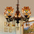 Bowl Chandelier Retro Style Stained Glass 5 Lights Hanging Pendant with Crystal for Bedroom Beige Clearhalo 'Ceiling Lights' 'Chandeliers' 'Industrial' 'Middle Century Chandeliers' 'Tiffany Chandeliers' 'Tiffany close to ceiling' 'Tiffany' Lighting' 100494
