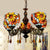 Lodge Dome Hanging Light Stained Glass 5 Heads Sunflower Chandelier with Crystal for Living Room Yellow-Blue Clearhalo 'Ceiling Lights' 'Chandeliers' 'Industrial' 'Middle Century Chandeliers' 'Tiffany Chandeliers' 'Tiffany close to ceiling' 'Tiffany' Lighting' 100512