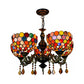 Retro Style Bowl Hanging Lamp Stained Glass 5 Heads Decorative Chandelier for Dining Room Clearhalo 'Ceiling Lights' 'Chandeliers' 'Industrial' 'Middle Century Chandeliers' 'Tiffany Chandeliers' 'Tiffany close to ceiling' 'Tiffany' Lighting' 100514
