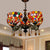 Retro Style Bowl Hanging Lamp Stained Glass 5 Heads Decorative Chandelier for Dining Room Bronze Clearhalo 'Ceiling Lights' 'Chandeliers' 'Industrial' 'Middle Century Chandeliers' 'Tiffany Chandeliers' 'Tiffany close to ceiling' 'Tiffany' Lighting' 100516