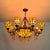 8 Arms Bell Suspension Light Rustic Stained Glass Chandelier Light with Center Bowl in Yellow for Villa Yellow Clearhalo 'Ceiling Lights' 'Chandeliers' 'Industrial' 'Middle Century Chandeliers' 'Tiffany Chandeliers' 'Tiffany close to ceiling' 'Tiffany' Lighting' 100539